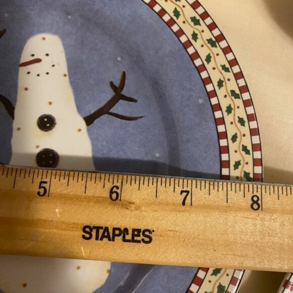 Set of (4) Debbie Mumm Snowman by Sakura Salad Plates 8" - Picture 2 of 9